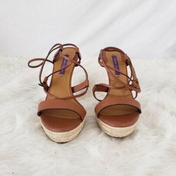 Ralph Lauren Heels Shoes US 7 37 Purple Label Platform Leather NEW - Picture 3 of 8